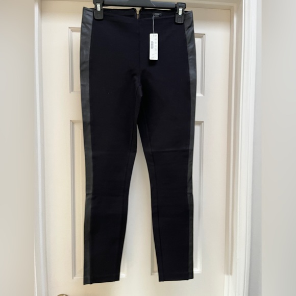 J. Crew Pants - J Crew Black Ponte Stretch Pants w/leather Side Panels
